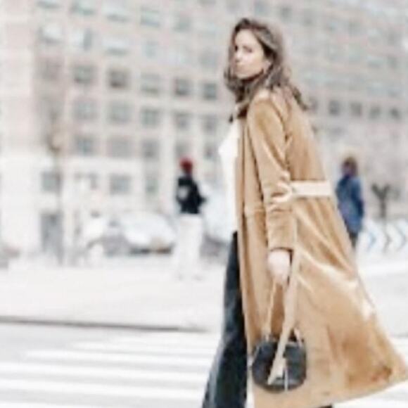 Toby Heart Ginger Velvet Trench Long Jacket Love Indie Sz M Beige Velour Classic - Picture 3 of 16